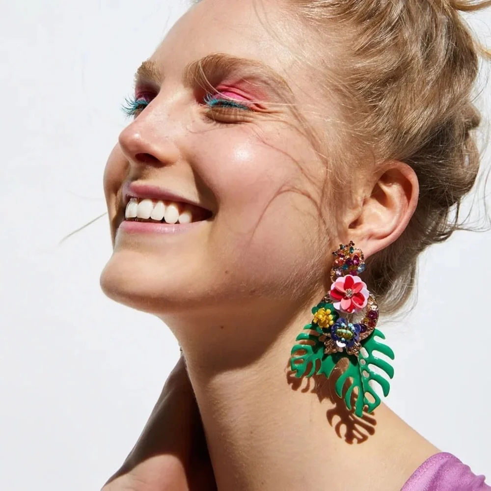 NEW Zara Flower Pink Resin Summer Resort Earrings ๐บ - Picture 3 of 3